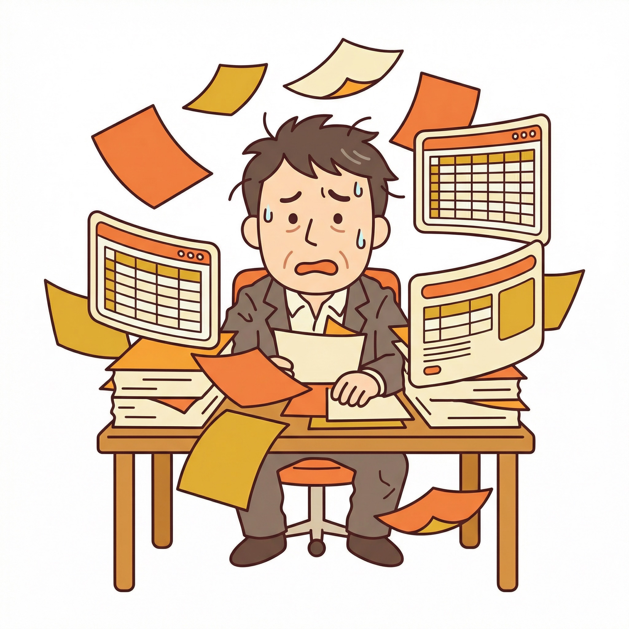 エクセルで困っているイラスト